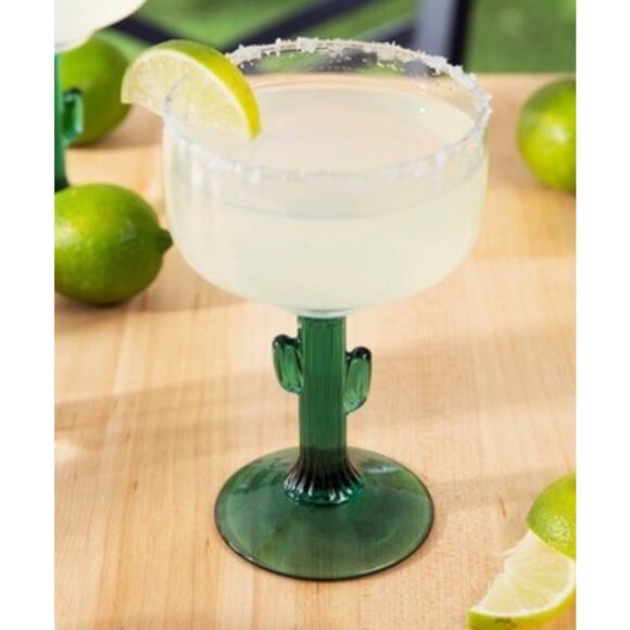2 Vintage Libby Cactus Margarita Glasses- 16oz Green Glass Stem -never Used - Picture 3 of 5